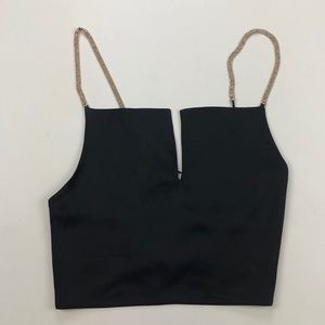 Black PosterGrl Crop Top w/ Rhinestone Straps